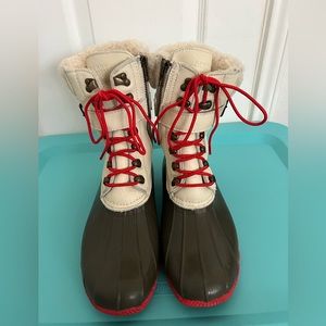 Sperry Women's, Syren Tall Fur Boot | Size: 9M | Color: Green, Red, and Tan